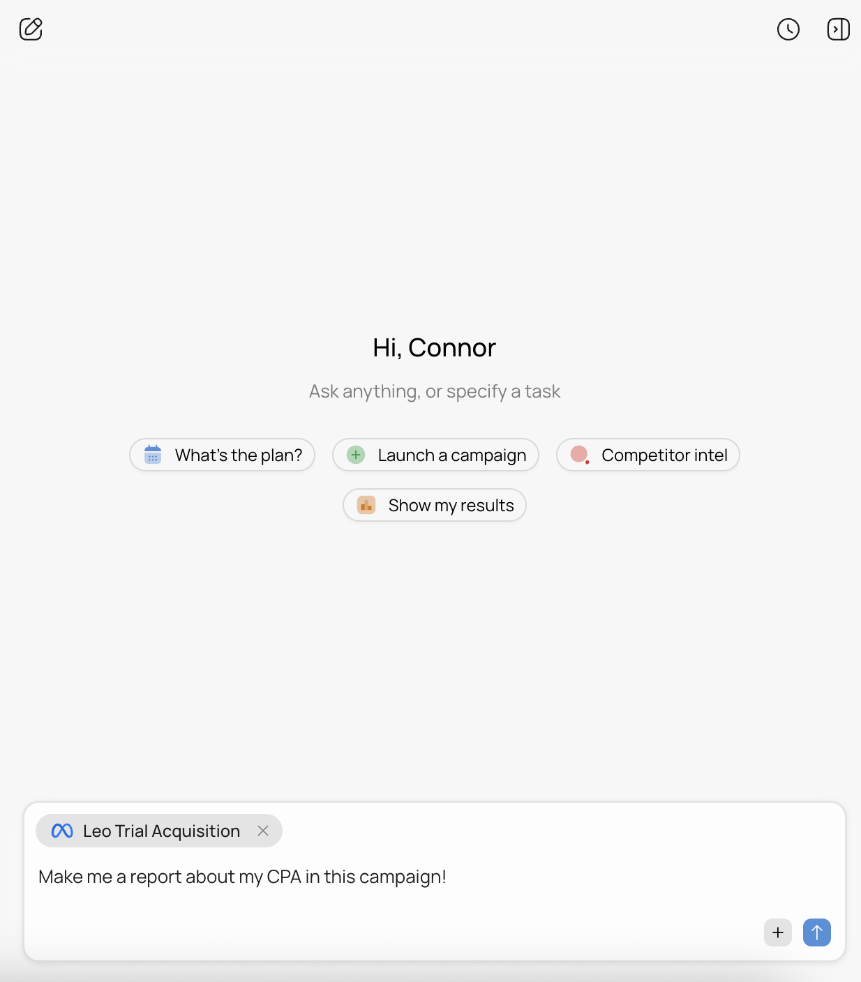 Requesting a report in Leo chat